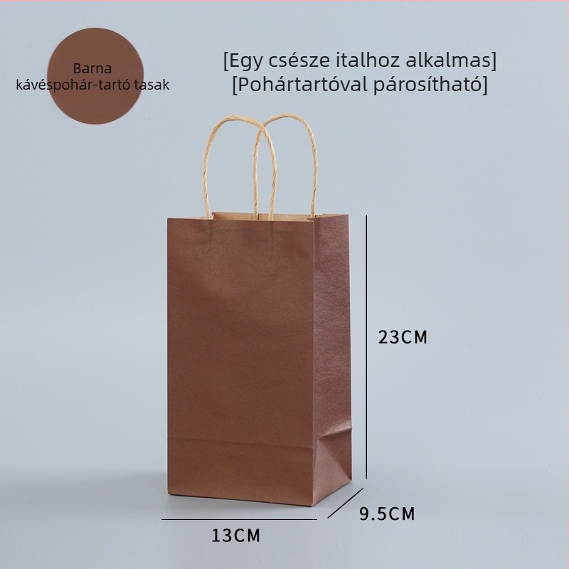 Kraftpapírtáska forróvas nyomással tortákhoz, süteményekhez és desszertekhez; elviteles csomagolás tej-teához; prémium ajándéktáska