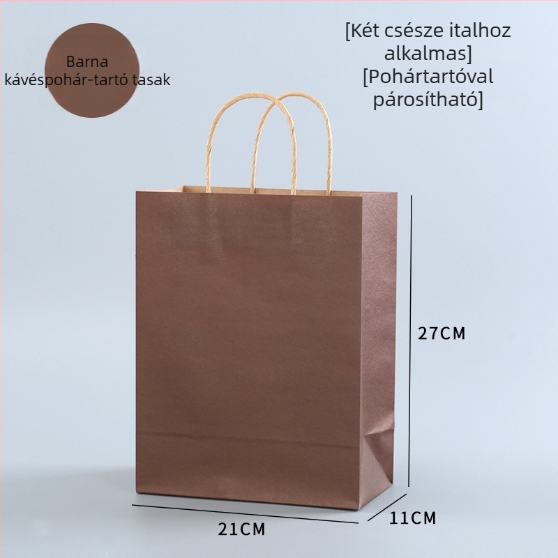 Kraftpapírtáska forróvas nyomással tortákhoz, süteményekhez és desszertekhez; elviteles csomagolás tej-teához; prémium ajándéktáska