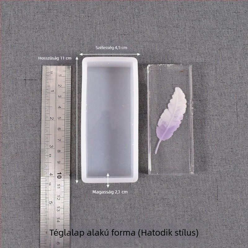 DIY szilikon forma epoxigyanta készítéséhez — téglalap alakú mintázó rovarokhoz, növényekhez és virágokhoz, négyzetes formában tükörfényes felülettel