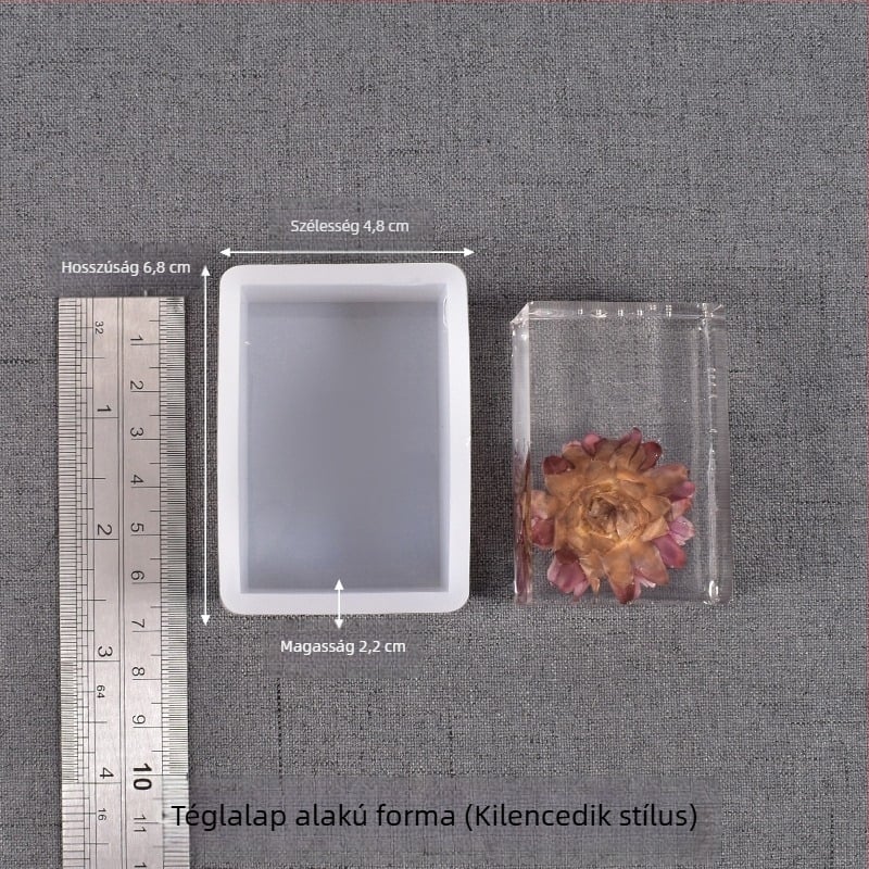 DIY szilikon forma epoxigyanta készítéséhez — téglalap alakú mintázó rovarokhoz, növényekhez és virágokhoz, négyzetes formában tükörfényes felülettel
