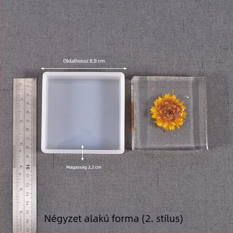 DIY szilikon forma epoxigyanta készítéséhez — téglalap alakú mintázó rovarokhoz, növényekhez és virágokhoz, négyzetes formában tükörfényes felülettel