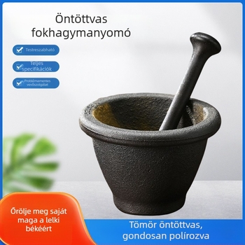 Öntöttvas fokhagyma mozsár és törőfej, hagyományos kézi használatra