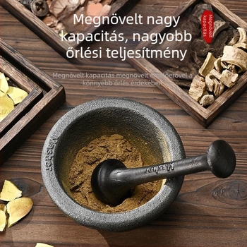 Öntöttvas fokhagyma mozsár és törőfej, hagyományos kézi használatra