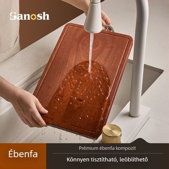 Ébenfa vágódeszka, tömörfa, vastagított, kétoldalas, konyhai használatra