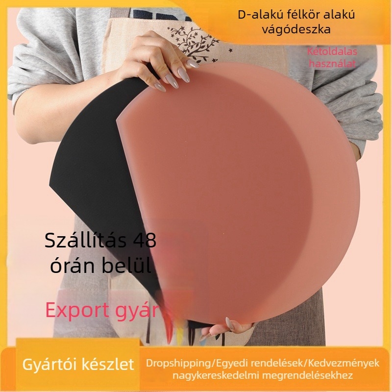 TPU vágódeszka, kétoldalas, csúszásmentes, élelmiszerbiztonságú, kopásálló, japán stílusú, félkör alakú, otthoni konyhára