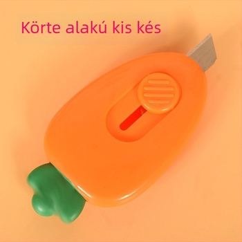 Mini művészeti kés sárgarépa motívummal, behúzható, kompakt papírvágáshoz