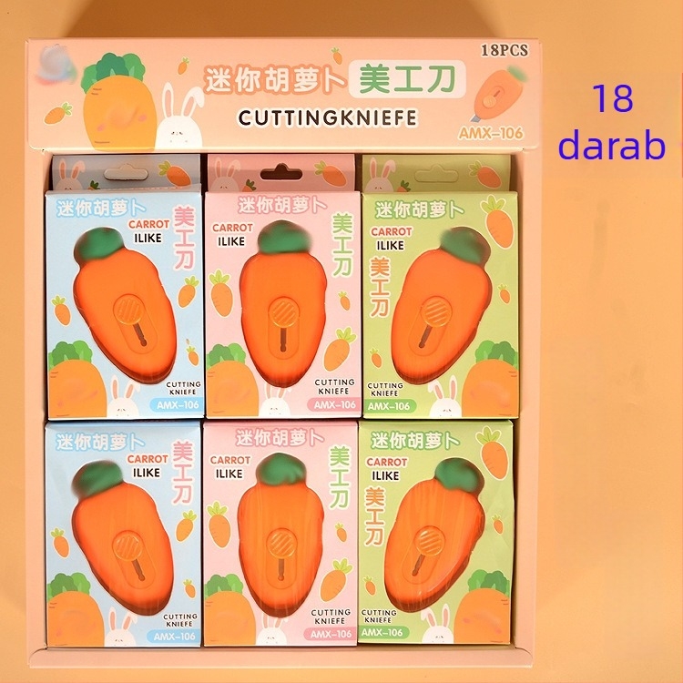 Mini művészeti kés sárgarépa motívummal, behúzható, kompakt papírvágáshoz