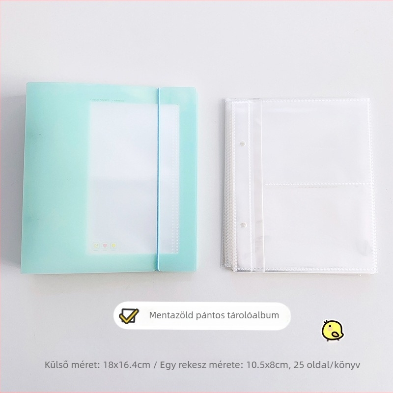 Koreai stílusú, átlátszó tartóalbum kártyák, fényképek, képeslapok és matricák számára, cserélhető oldalakkal