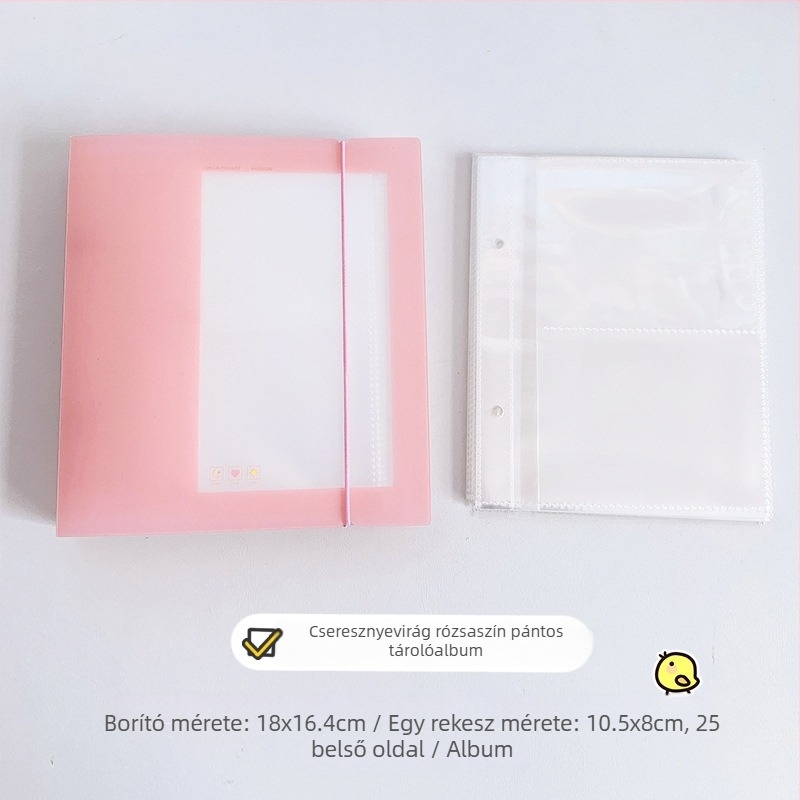 Koreai stílusú, átlátszó tartóalbum kártyák, fényképek, képeslapok és matricák számára, cserélhető oldalakkal
