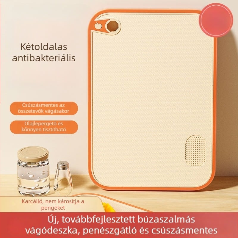 Kétoldalas vágódeszka búzaszalmából, antibakteriális és penészmentes, élelmiszerbiztonsági minőségű