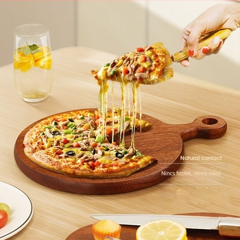 Kör alakú ébenfa vágódeszka – kétoldalas, konyhai használat, gyümölcsök, pizza és kenyér számára