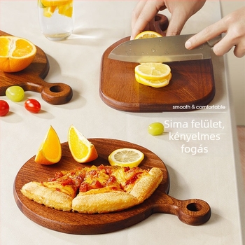 Kör alakú ébenfa vágódeszka – kétoldalas, konyhai használat, gyümölcsök, pizza és kenyér számára