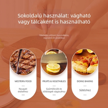 Kör alakú ébenfa vágódeszka – kétoldalas, konyhai használat, gyümölcsök, pizza és kenyér számára