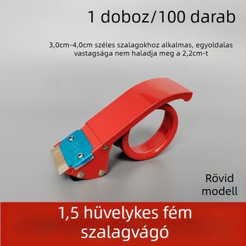 Fém dobozzáró, 1,5 hüvelyk, 3,6 cm átlátszó szalagvágó, 36 mm széles szalaghoz