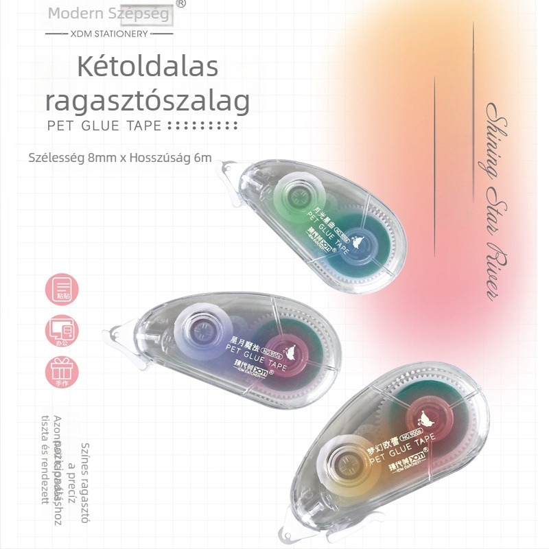 Új pöttyös ragasztó toll diákoknak – korrekciós sáv stílusú DIY kétoldalas matricák a naplóhoz