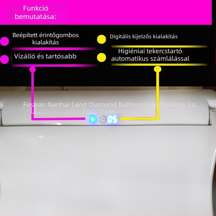 Egyszer használatos WC-fedel digitális kijelzővel és automatikus cserével