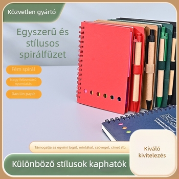 Készleten: ragasztós és téphető post-it készlet tollal, diák jegyzetfüzet és spirálfüzet, irodai logó testreszabás
