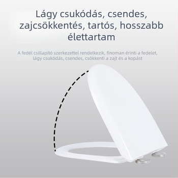 Antibakteriális és penészmentes WC-ülőke fedél, univerzális otthoni használatra, vastított urea-formaldehid gyűrű, lassú záródás