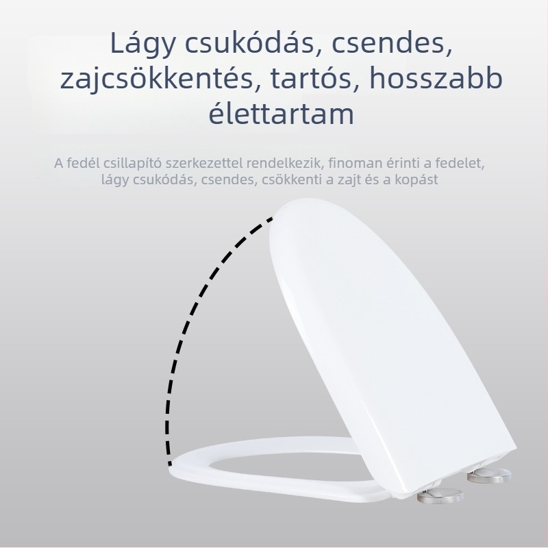 Antibakteriális és penészmentes WC-ülőke fedél, univerzális otthoni használatra, vastított urea-formaldehid gyűrű, lassú záródás