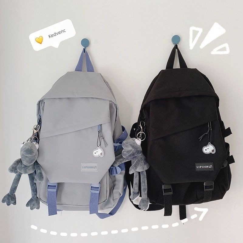 Nagy kapacitású iskolatáska koreai stílusú Harajuku Ulzzang, középiskolásoknak, két rekesz