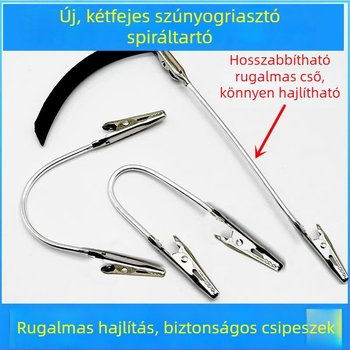 Kétfejű szúnyogriasztó tartó, fém névjegykártya klip, univerzális krokodil klip, füstölőpálca tartó, klipsz állvány, hosszabbítható hajlítható cső