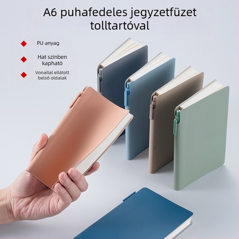 A6 méretű notesz tollal, egyedi logóval, hordozható zsebfüzet