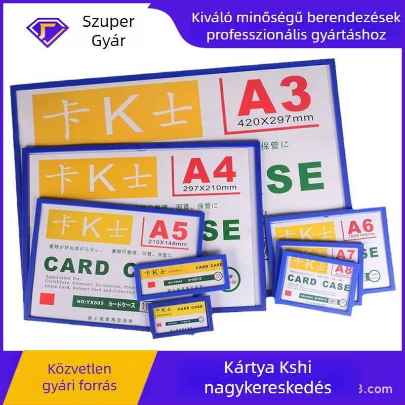 Mágneses PVC kártyatartó készlet, A4, A3 és A6 méreteihez; A5-fehér táblás fájl taska; polc címkék 501-502