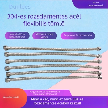 304 rozsdamentes acél hajlékony rövid csatlakozó tömlő napenergiás forró és hideg vízhez, be- és kiáramlási csatlakozásokhoz, robusztus fém rugalmas cső