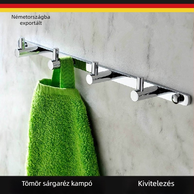 Réz anyagú ajtóba illő ruhafogas fürdőszobához, kör alakú krómozott hardver hotelfürdőkhöz