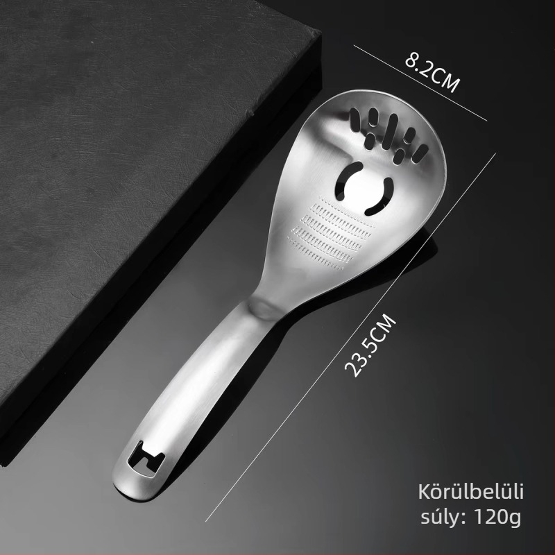 304 rozsdamentes acél babakehely kanál reszelővel, üvegnyitóval, tojásfehérje szeparálóval, 5 az 1-ben multifunkciós kanál