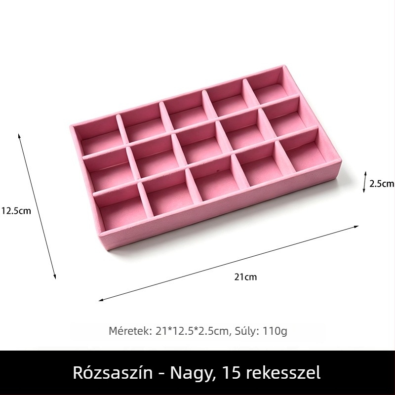 Rózsaszín ékszerkijelző tál plüss tároló dobozzal