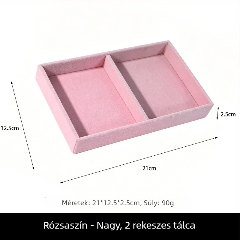 Rózsaszín ékszerkijelző tál plüss tároló dobozzal