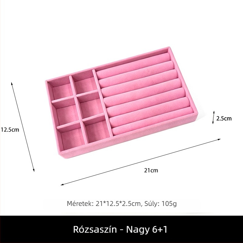 Rózsaszín ékszerkijelző tál plüss tároló dobozzal