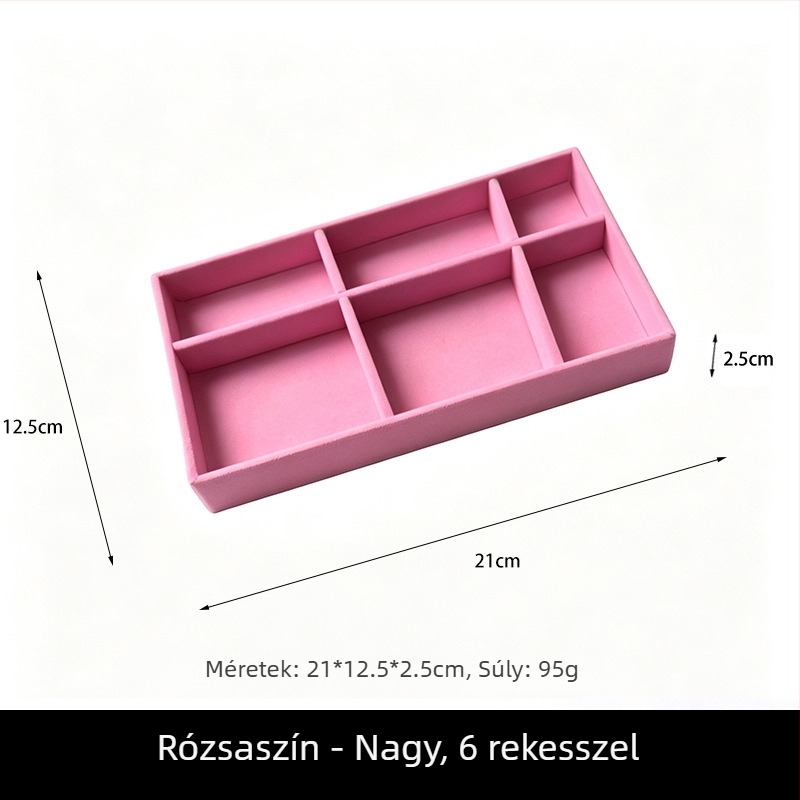 Rózsaszín ékszerkijelző tál plüss tároló dobozzal