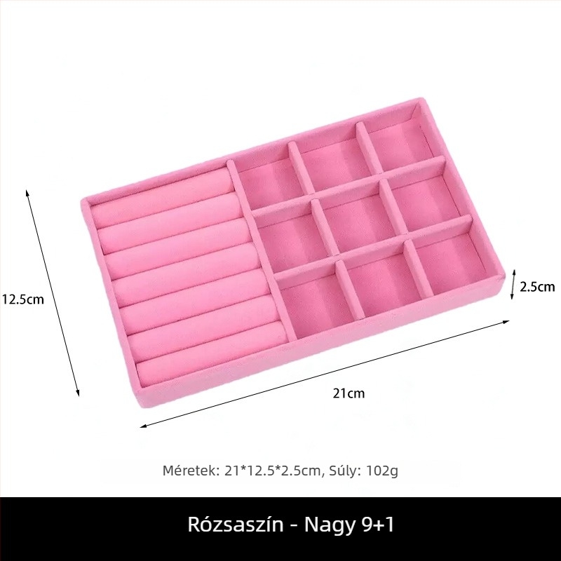 Rózsaszín ékszerkijelző tál plüss tároló dobozzal