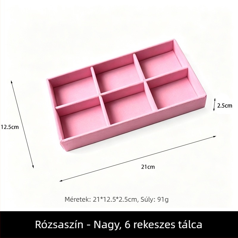 Rózsaszín ékszerkijelző tál plüss tároló dobozzal