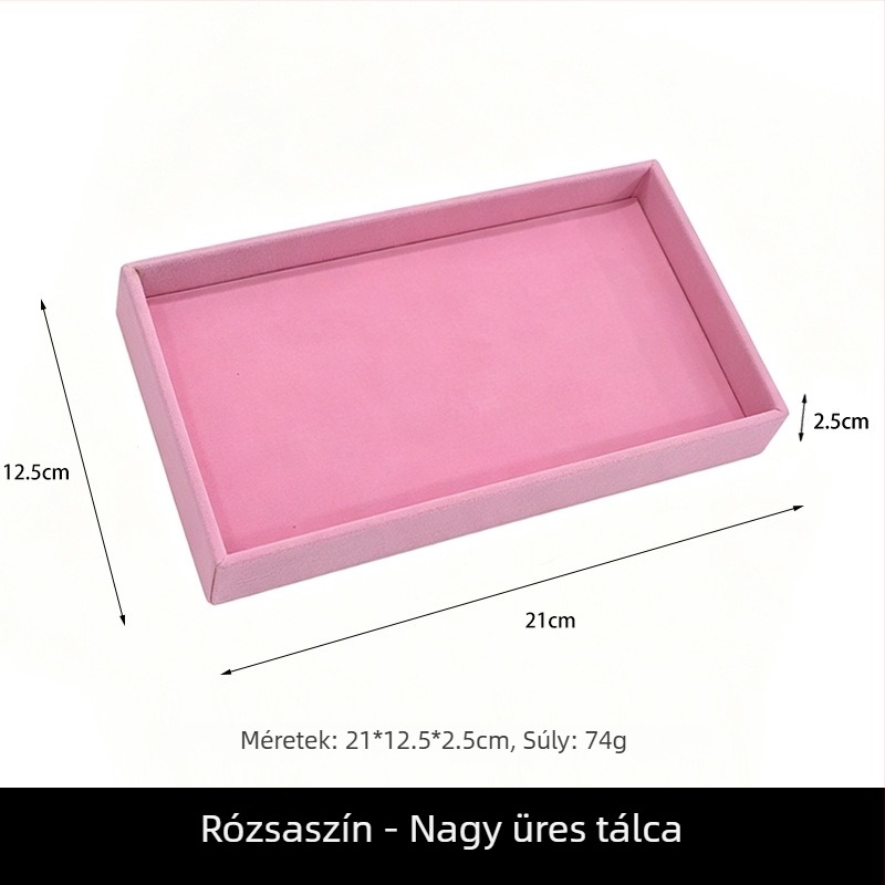 Rózsaszín ékszerkijelző tál plüss tároló dobozzal