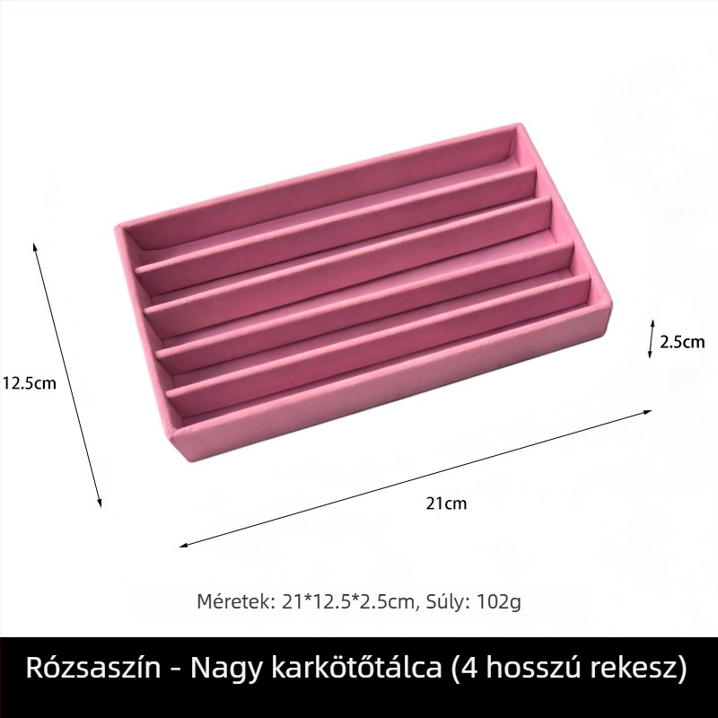 Rózsaszín ékszerkijelző tál plüss tároló dobozzal