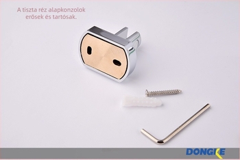 Réz kozmetikai polc fürdőszobába üveglappal, egy szintű