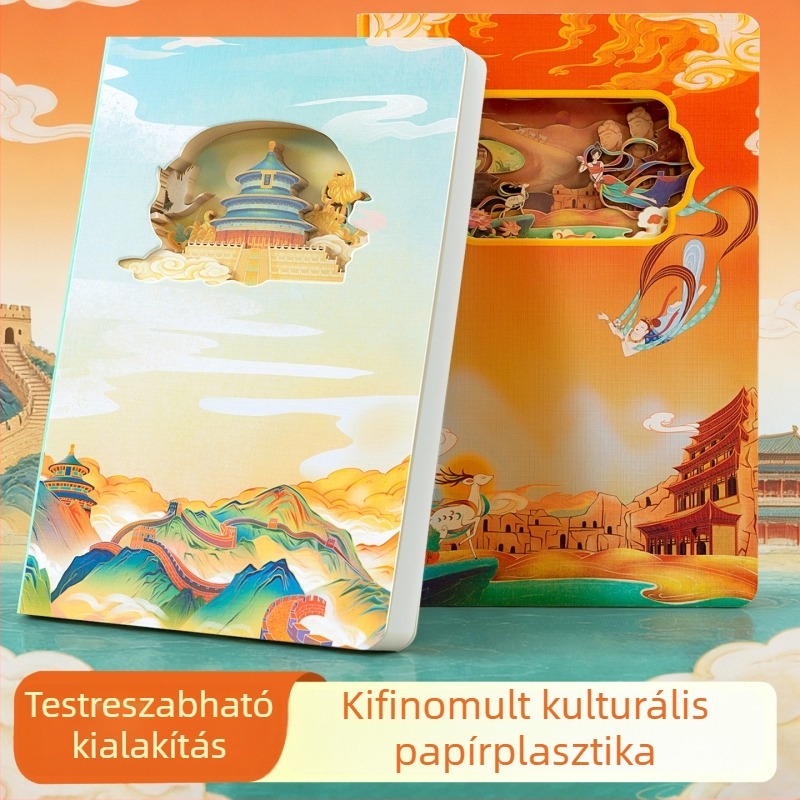 Utazási szuvenír 3D kivágott papírból készült jegyzetfüzet, kulturális kreatív dizájn