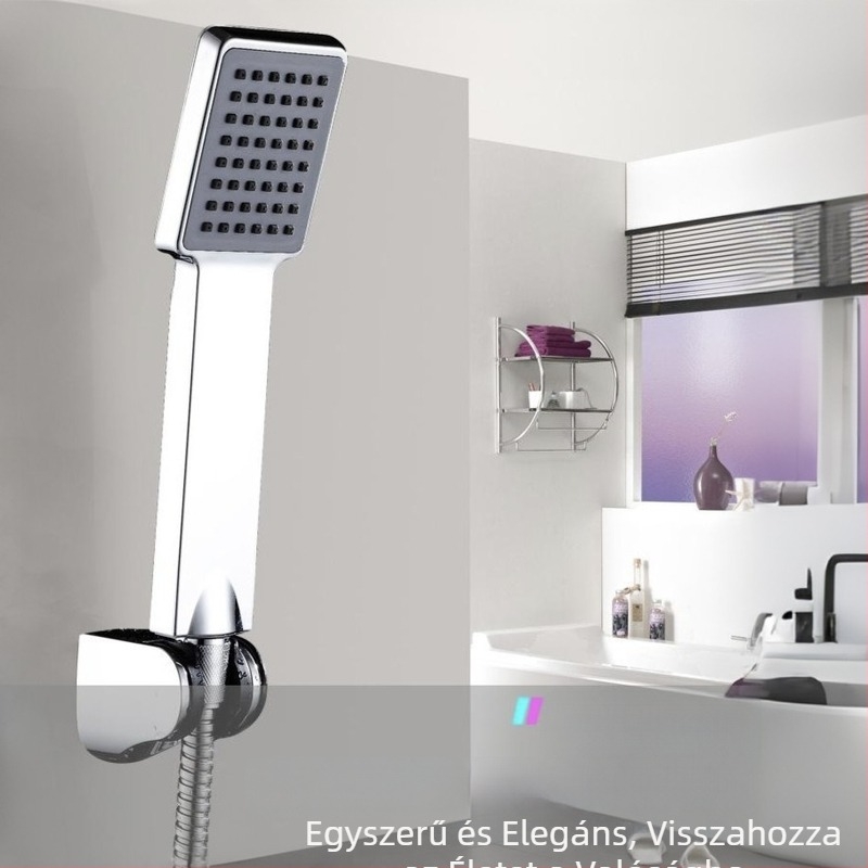 Négyzet alakú hordozható zuhanyfej dugulásmentes technológiával, egyfunkciós, nyomásnövelő és víztakarékos