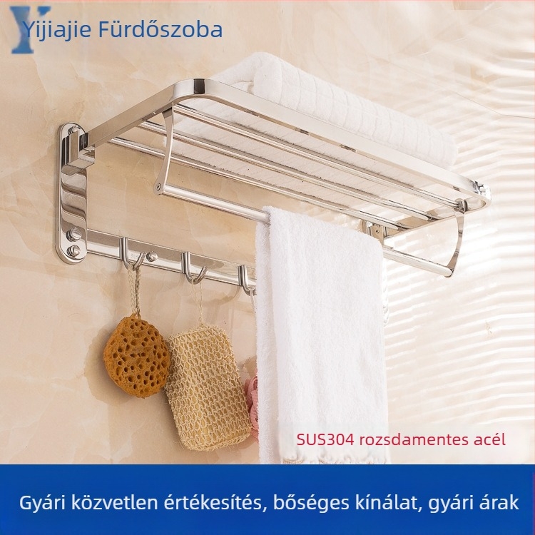 304 rozsdamentes acél dupla rétegű összecsukható törölközőtartó a fürdőszobába