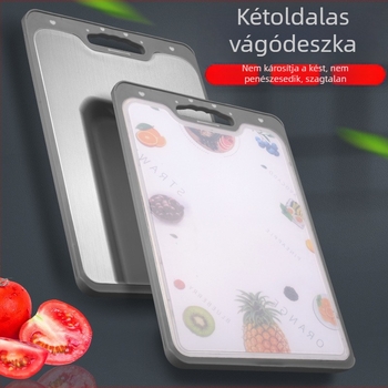 Kétoldalas konyhai vágódeszka, rozsdamentes acél 304 felülettel és műanyag oldallal, gyümölcsök előkészítésére