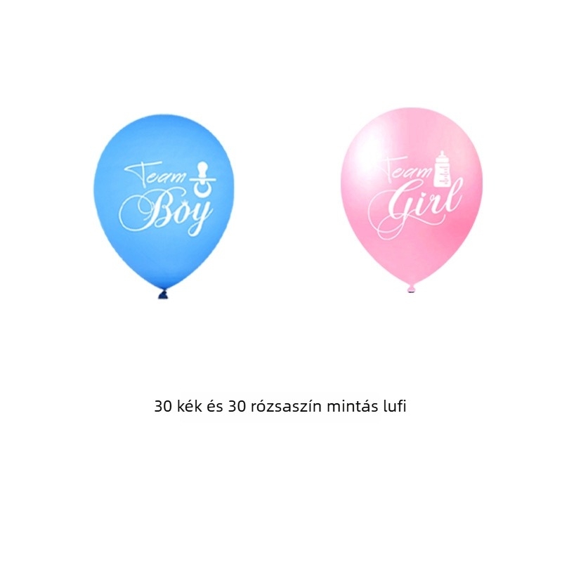 12 hüvelykes kék és rózsaszín papírdíszítésű balon flitterekkel nemi bejelentéshez, fiú és lány téma