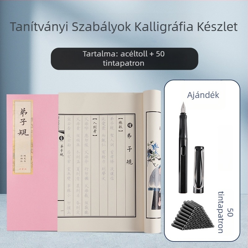 Shanglinfu Felnőtt Kaligráfia gyakorlófüzet kemény tollhoz – reguláris íráskép, Slim Gold stílus