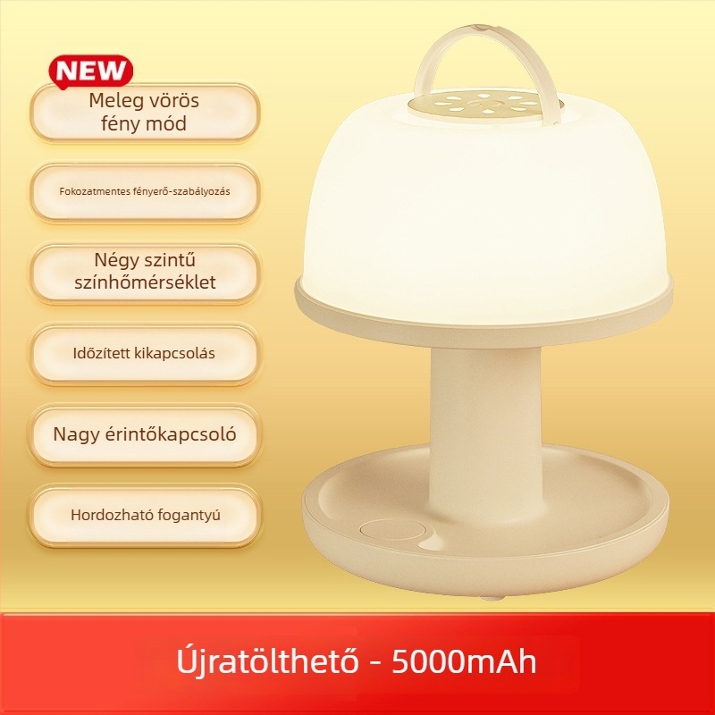 Újratölthető éjjeli lámpa hálószobába, érintéses vezérlés, háromszintes időzítő, hordozható lámpa