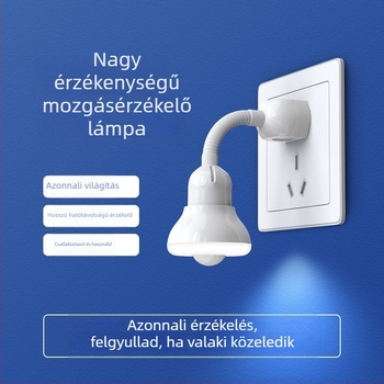 LED éjjeli lámpa infravörös mozgásérzékelővel, energiahatékony, fényvezérlés, dugaszolható, lépcsők és folyosók