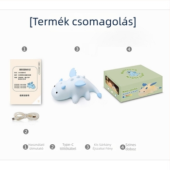 Mágneses dinoszaurusz éjjeli fény, szilikon LED lámpa, újratölthető