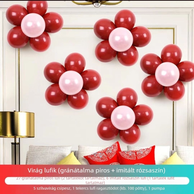 Szilvavirág alakú latex lufik – esküvői dekorációs készlet