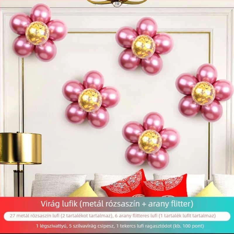 Szilvavirág alakú latex lufik – esküvői dekorációs készlet